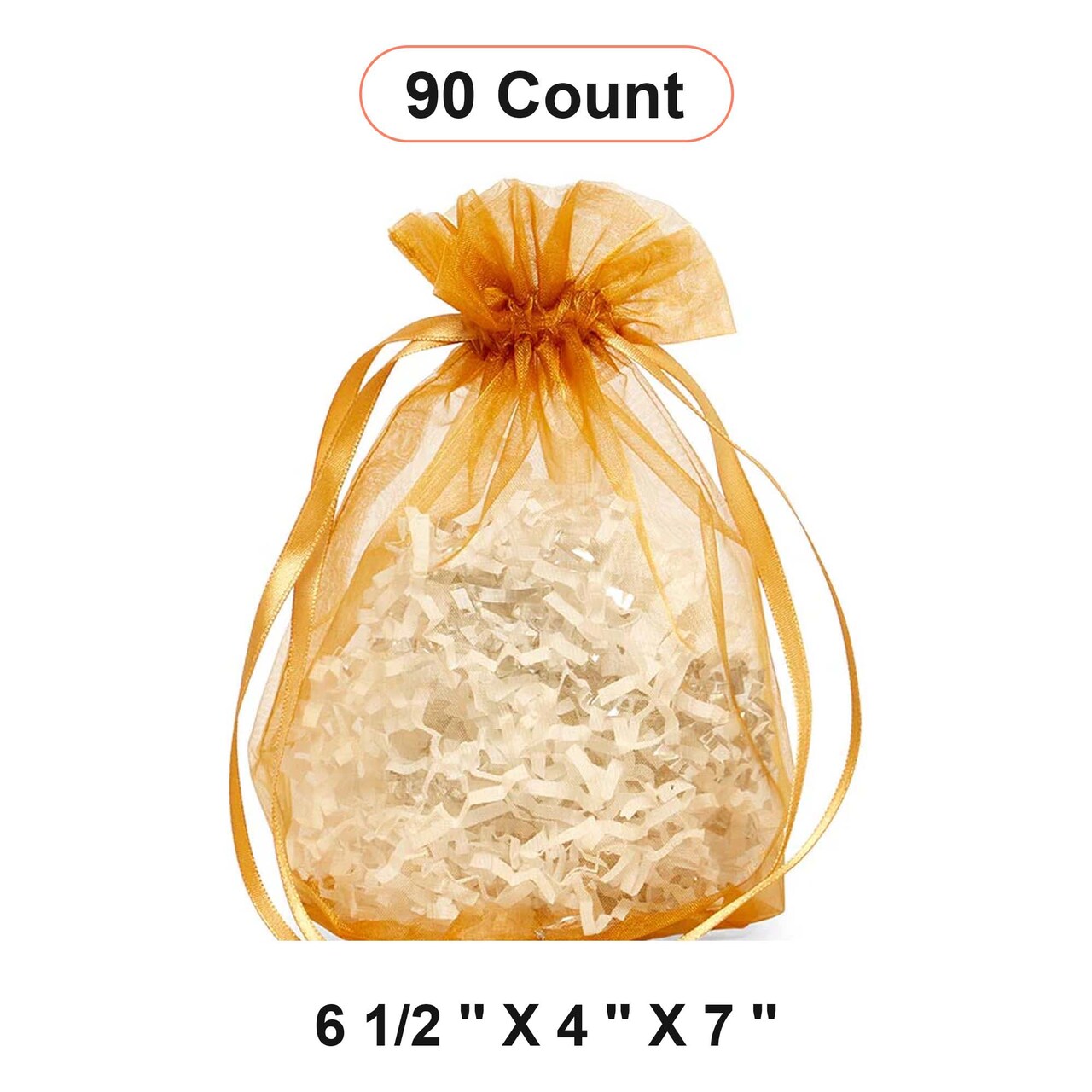 Wide Round Flat Bottom Organza Bags 6 1/2 '' X 4 '' X 7 '' for Gifts Wrapping
